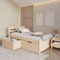 Hansales Seniorenbett 90x200 cm Triin mit Zwei Unterbettboxen, Bettgestell aus massivem FSC® Birken Holz ohne Rollrost in Naturfarbe, belastbar bis 350 kg - Einzelbettgestell mit Kopfteil