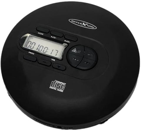 Reflexion CD/MP3 Player - Perfekt für Reisen, mit langlebigem Akku + Mit Kopfhörern (schwarz) PPL-UKW Radio, Antishock-System, Hörbuchfunktion