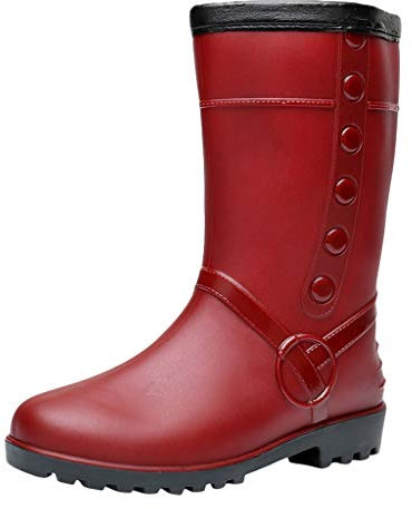 Hunters Stivali corti da donna Plus Velvet Mid Warm Stivali da neve da donna antiscivolo Stivali da pioggia all'aperto Scarpe da pioggia da donna Stivali da pioggia da donna Vitello, Rosso, 37 EU