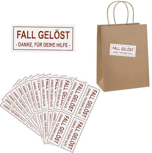 Xinfin 48pcs “Fall Gelöst” Sticker Aufkleber für Party Tüten Geschenktüten Mitgebseltüten Tüten Geburtstagstüten Detektivparty Kindergeburtstag (Fall Gelöst)