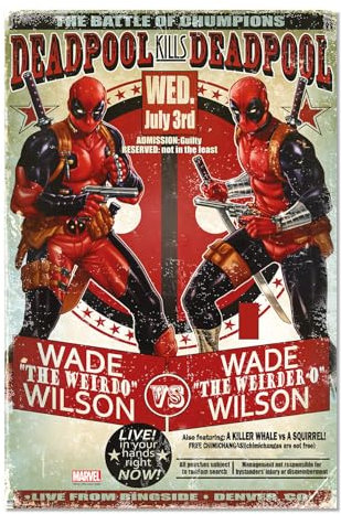 Grupo Erik Poster Deadpool Kunstdruck - Deko Wohnzimmer oder Deko Schlafzimmer - Deko Zimmer - Größe 61 x 91 - Offizielle Marvel Fanartikel