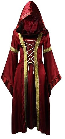 Generisch Mittelalter Kleidung Damen Viktorianisches Kleid Vampir Kostüm Renaissance Vintage Gothic Hexenkostüm Vampire Halloween Kleider Dress Horror Mittelalterkleid