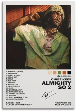 Almighty So 2-Chief KeefAlbum Poster, Kunstdekoration, Wandposter, Innenposter, Druckdekoration, Bar, Restaurant, Dekoration, Ästhetik, Poster, Wohnzimmer, 30 x 45 cm, ungerahmt, 35