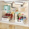 YunNasi Unterschrank Organizer Ausziehbar 2-Ebenen Spülschrank Organizer Verstellbares Unter Waschbecken Regal aus Stahl für Schränke Küche Badezimmer (Weiß, A-Stil)