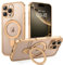 BENTOBEN Magnetic Case for iPhone 16 Pro [Compatible with Magsafe], Invisible Ring Stand Clear Back Soft TPU Plating Edge Military Grade Protection Shockproof Cover for iPhone 16 Pro, Desert Titanium