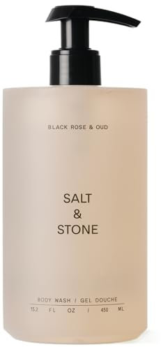 Salt & Stone Body Wash for Women & Men | Black Rose & Oud | Hydrating Gel Cleanser | Clean & Soften Skin | Made with Niacinamide & Hyaluronic Acid | Free From Parabens, Sulfates & Pthalates (15.2 oz)