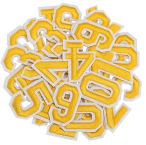 Iron on Letters and Numbers Patches for Clothes DIY Embroidered Patch A-Z, Numbers 0-9 Applique for Clothes Hats Backpacks Jackets Pants DIY Accessories (30pcs-Number-Yellow, Pack of Number)
