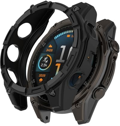 Miimall TPU Hülle für Garmin Fenix 8 AMOLED 43MM Schutzhülle Cover,Leichte Ultradünne TPU Silikon Gehäuse Rundum Schutz Case für Garmin Fenix 8 AMOLED Zubehör,Schwarz(Nicht für Solar)