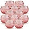 12 Pack Round Pink Votive Candle Holders, Pink Speckled Ball Glass Candle Holder, Tealight Candle Holder for Home Decor, Table Centerpiece, Wedding Decoration and Party Decorations