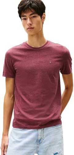 Tommy Jeans Herren T-Shirt Kurzarm Tee Rundhalsausschnitt, Rot (Red Wine Htr), S