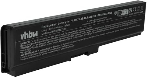vhbw Battery compatible with Toshiba Satellite L750-0P8, L750-0KP, L750-070, L750-065, L750/0QM Laptop (4400 mAh, 10.8 V, Li-Ion)