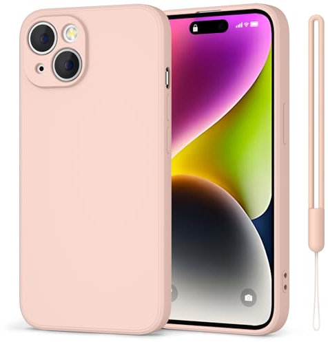 Yisica Coque pour iPhone 14, Coque Silicone Liquide Ultra Fine Con Doublure Douce en Tissu Microfibre, Case de Protection Complète du Corps pour iPhone 14 6,1 (Rose)