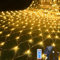 Hulaiyaa Wasserdichte Lichter Kette Netz Solar 192 LEDs, 2 * 3M Fernbedienung Net Lichterketten mit Timer, 8 Modi Lichternetz Außen fur Weihnachts Büsche Garten, Lichterkette Außen Netz Baum