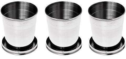 GIWFBQTR 3X Verre Pliable Gobelet Telescopique Tasse Retractable Sport Randonnee Camping 240ML Keychain