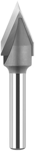 BINSTAK 45 Degree V Groove Router Bit Carbide Tipped CNC V Bit with 1/4 Shank 1/2 Inch Cutting Diameter CNC Woodworking Tools