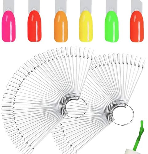 100-Piece Nail Swatches Sticks in Transparent, Detachable Practice Nails Sticks for Beginner, Nail Art Tips Nail Display for Salon
