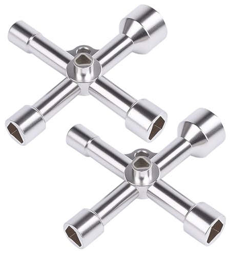 Lunpoem 2 PCS Clé Triangulaire 4 Voies 5 Tailles, 5mm/8mm/9mm/10mm/13mm Alliage Durable pour Compteur Électrique, Gaz, Eau, Armoires, Ascenseurs et Valves