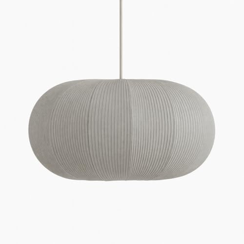 CGC Lighting Indoor Lamp Shade Ribbed Stretch Cotton Fabric Hanging Ceiling Floor Table Lamp (Grey Oval)