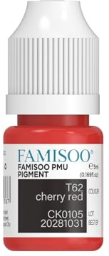 FAMISOO PMU Pigment 5ml/0.169oz – Ultra-Concentrated Permanent Makeup Pigments for Eyebrows, Lips & Tattoos – Vibrant, Long-Lasting & Safe Plant-Based Color (T62-Cherry-red
