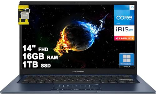 ASUS VivoBook 14 Business Laptop 14 FHD Anti-Glare Intel 10-core i5-1334U 16GB DDR4 1TB SSD Type-C Privacy Camera SonicMaster Long-Lasting Battery Fast Charging Win11Pro ICP Hub