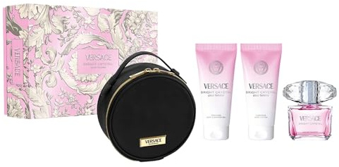 Versace Bright Crystal Eau de Toilette 90ml Gift Set Includes 100ml Shower Gel, 100ml Body Lotion and Pouch