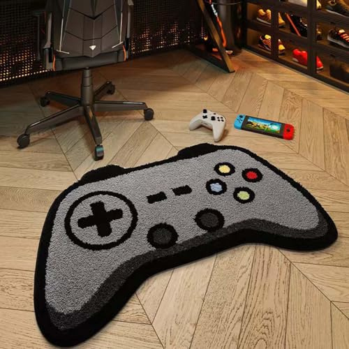 Niedlicher Gaming-Teppich mit Cartoon-, Game-Controller, Bodenmatten, rutschfest, extra weich, saugfähig, maschinenwaschbar, Spielzimmerteppich, Duschmatte, Türmatte für den Innenbereich (A, One Size)