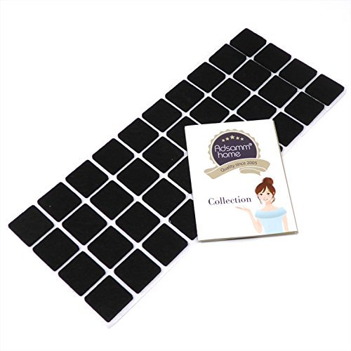 Adsamm® / 40 x Selbstklebende Filzgleiter/Schwarz / 25x25 mm/Quadratisch/Möbelgleiter aus Filz mit 3.5 mm Stärke/Möbel- und Bodengleiter