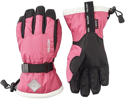 Hestra Gauntlet CZone Junior Handschuh – wasserdicht, isolierter Kinderhandschuh zum Skifahren, Snowboarden und Spielen im Schnee – Fuchsia/Elfenbein – 5, Fuchsia/Elfenbein, 5