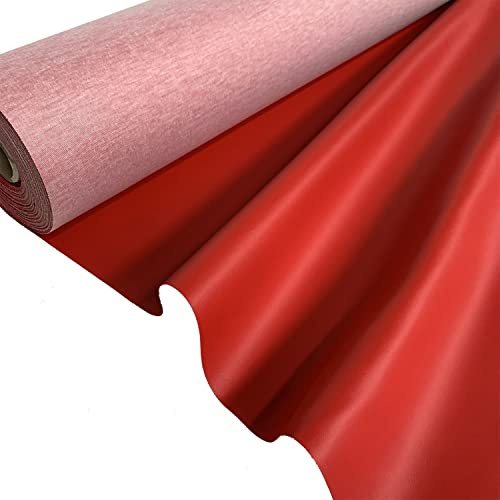 EU Fabrics Faux Leather Vinyl Fabric - Waterproof & Fire Retardant - Perfect for DIY Upholstery Projects, Chairs, Headboards, Car Upholstery and More - High-Quality Vinyl Fabric (Flame Red - 1 Meter)