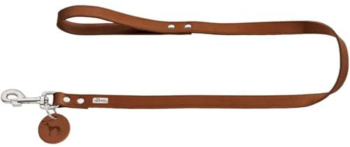 HUNTER Hundeführleine, Leder, schlicht, strapazierfähig, geschmeidig, Handschlaufe, 1.3 x 110 cm, cognac