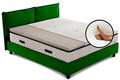 GEEMMA s.r.l. Topper Latex, Matratzenauflage aus 100% Latex, hypoallergen, Höhe 4 cm, mit antibakteriellem Gewebe, abnehmbar, 4 Seiten mit Silberfaden - Star Latex King Size 200 x 200 cm