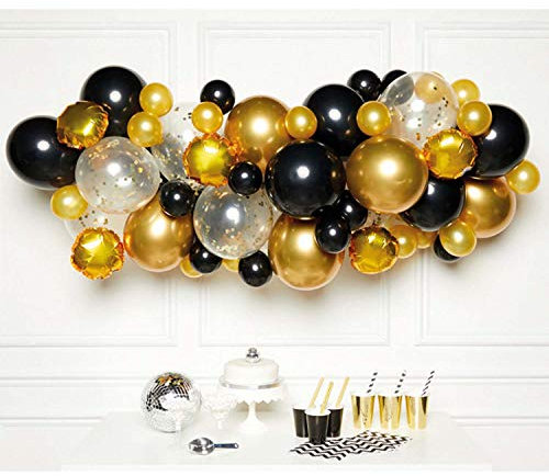 (PKT) (9907430) Black & Gold Balloon Garland