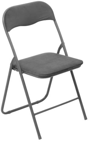 5 five simply smart Chaise Pliante Velours Gris, Gris foncé