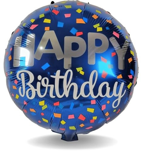 DIWULI Happy Birthday Luftballon - Folien-Ballon Blau Deko