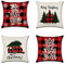 JOTOM Weihnachten Kissenbezug wasserdichte Kissenhülle 45x45cm 4er Set Sofakissen Dekokissen Bezug für Sofa Zimmer Outdoor Balkon Terrasse Patio Garten Outdoor (Weihnachten Rot und Schwarz Kariert)