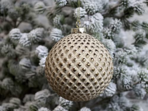 Chic Antique Weihnachtskugel Kugeln, Tropfen, Zapfen, Anhänger,Antik Glaskugel m.Muster Vintage Christbaumkugel Weihnachten X-Mas versch. Größen und Formen Skan Design (51924-18 Ø12cm Latte)