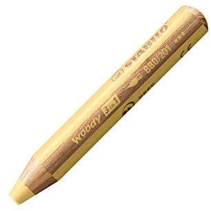 Buntstift, Wasserfarbe und Wachsmalkreide - STABILO woody 3 in 1 - Einzelstift - pastellgelb