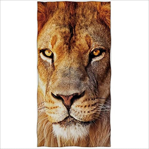 Zomer Strandtuch 70x140cm,Bedrucktes Mikrofaser Badetuch-Tierdruck Löwe Lion