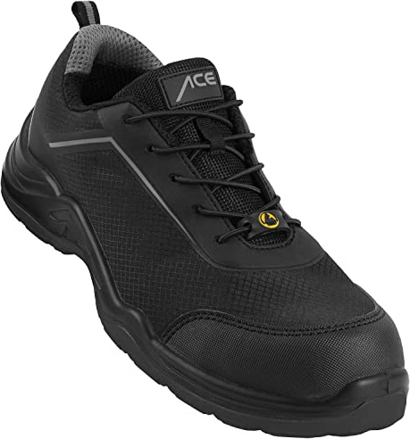 ACE Sapphire Arbeitsschuhe - Sicherheitsschuhe für die Arbeit - S1-P SRC ESD - Schwarz/Grau - 36