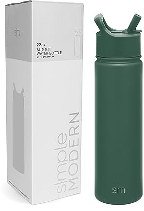 Simple Modern Trinkflasche mit Strohhalm | Wasserflasche Edelstahl Isolierte für den Sport Fitnessstudio | Summit | 650ml | Forest