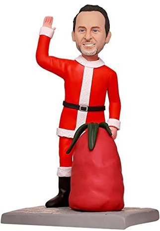 mydedor Benutzerdefinierte Wackelköpfe Figur Puppe, Mann im Weihnachtsmann Kostüm Benutzerdefinierte Wackelkopf, Wackelkopf Figuren Handgemachte personalisierte Skulptur Geschenk für