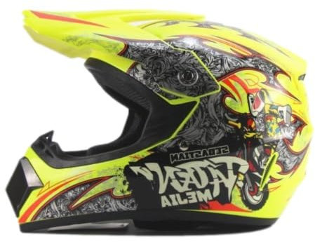 Kinder Crosshelm Mejia – Motorradhelm für Kinder, ABS-Schale, robuster Kinderhelm für Downhill, Quad und Motocross, Gelb, Größe XS, 51 – 52 cm