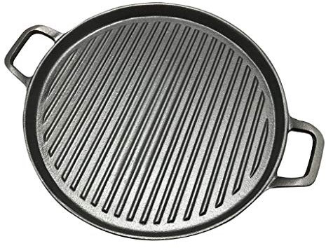 BONOOL Sartén para carne de hierro fundido a rayas gruesas de 30cm, plancha para parrilla de barbacoa, sartén para asar carne, utensilios de cocina antiadherentes sin recubrimiento