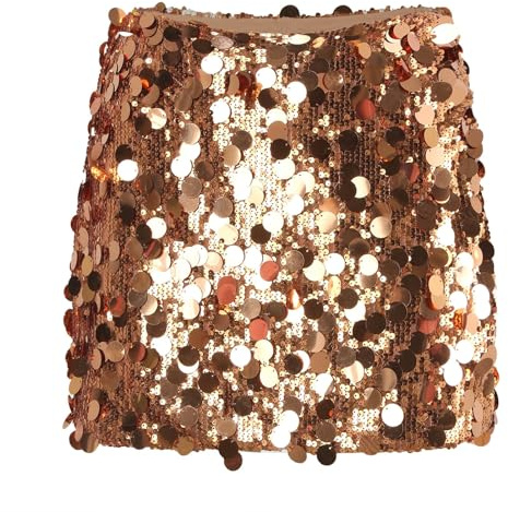 Hsternexy Rock Glitzer Damen Knielang Pailletten Elegant Glitzer Rock Glitzerrock Festlich Kurz Glitzer Pailettenrock Pailletten Rock Mini Midi Silber Rock Glitzer Faltenrock