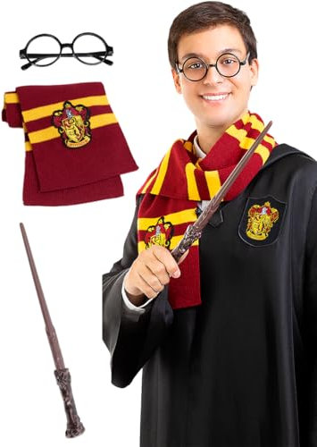 Funidelia | Harry Potter Accessoires Kit für Herren Film und Serien, Zauberer, Gryffindor, Hogwarts - Zubehör für Erwachsene, Zubehör für Kostüm - Braun
