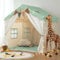 besrey 2-in-1 Kids Play House Tent for Girls & Boys – Indoor Toddler Tent with Lights & Pad, Children Tents for Kids & Toddlers, Large Bed Tents, Princess Playhouse with 2 Doors green