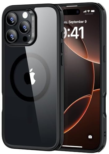ESR for iPhone 16 Pro Case, Compatible with MagSafe, Shockproof Military-Grade Protection, Magnetic Phone Case for iPhone 16 Pro, Classic Hybrid Case (HaloLock), Clear Black