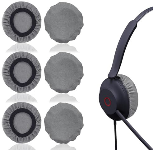 QeeFop 6 Stück Dehnbare Abdeckung Waschbare Kopfhörer-Abdeckungen Strickstoff Überzug für 9 bis 11 cm Headset, Überzieher Gegen Schmutz (Grau)