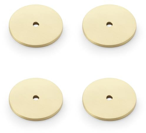 4 Pack - Round Kitchen Door Knob Backplate - Satin Brass 40mm Diameter Circular Plate