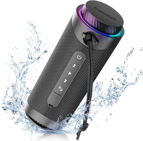 Tronsmart T7 Portatile Altoparlante Bluetooth 5.3, Speaker con LED e IPX7 Impermeabile, Basso Potente e 360° Audio Hi-Fi, Altoparlante Wireless Outdoor con EQ, Ideale per Feste e Viaggi